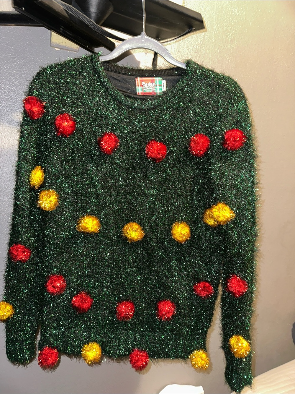 Spencer's Green Holiday Pom-Pom Crewneck Sweater